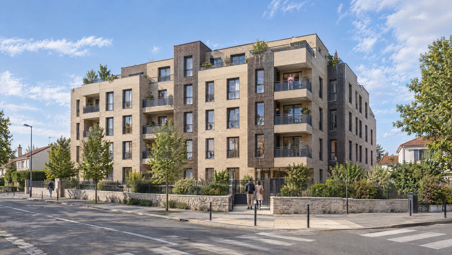 Résidence et jardin — visuel IA non contractuel, ne représentant pas le programme commercialisé